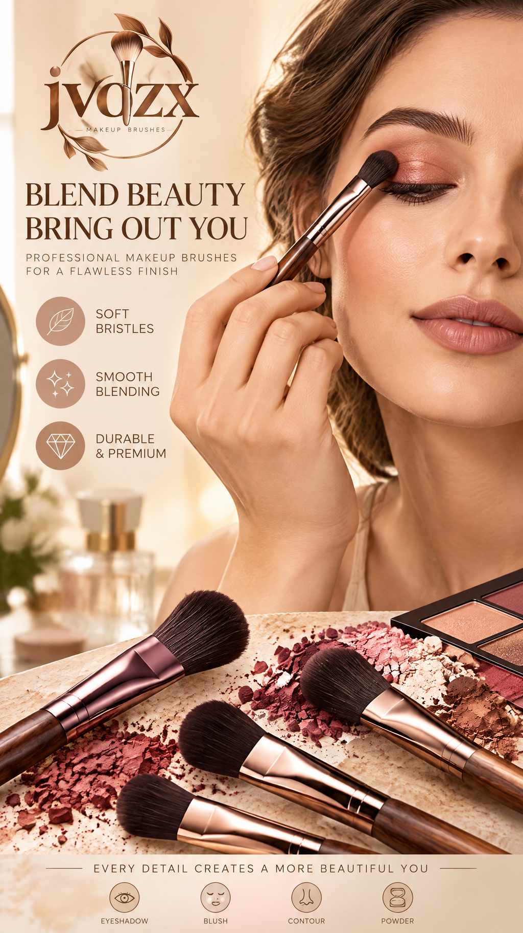 JVQZX Blush-Tone Shadow Brush Set