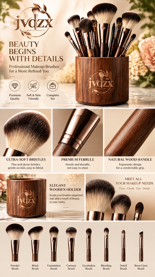 JVQZX Elegant Everyday Makeup Brush Set 11