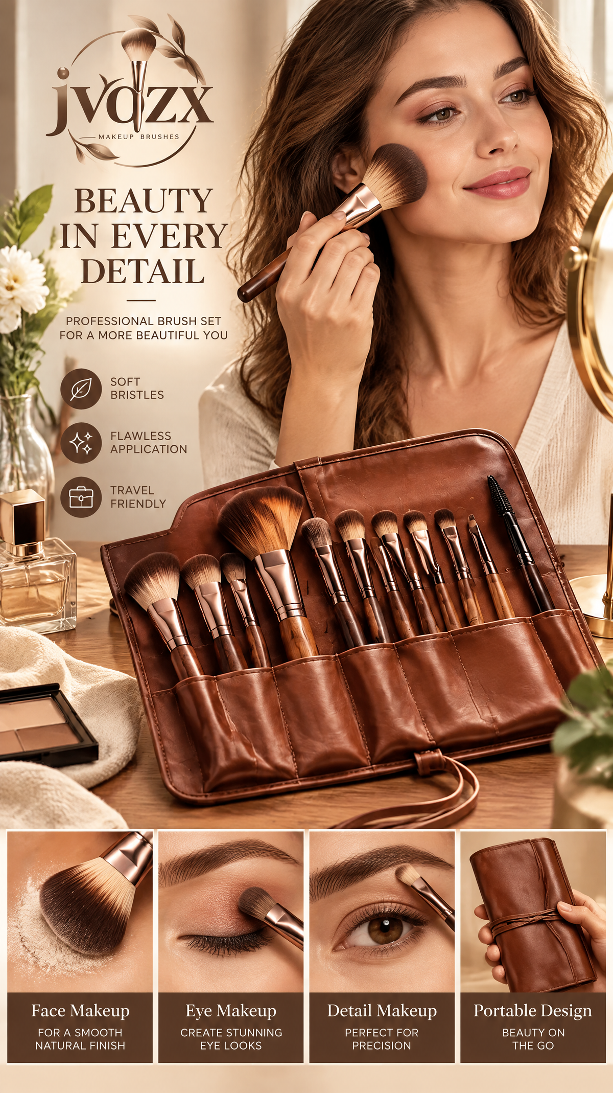 JVQZX Soft Glam Makeup Brush Collection 12
