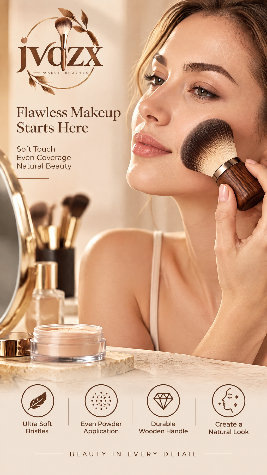 JVQZX Short Handle Kabuki Brush