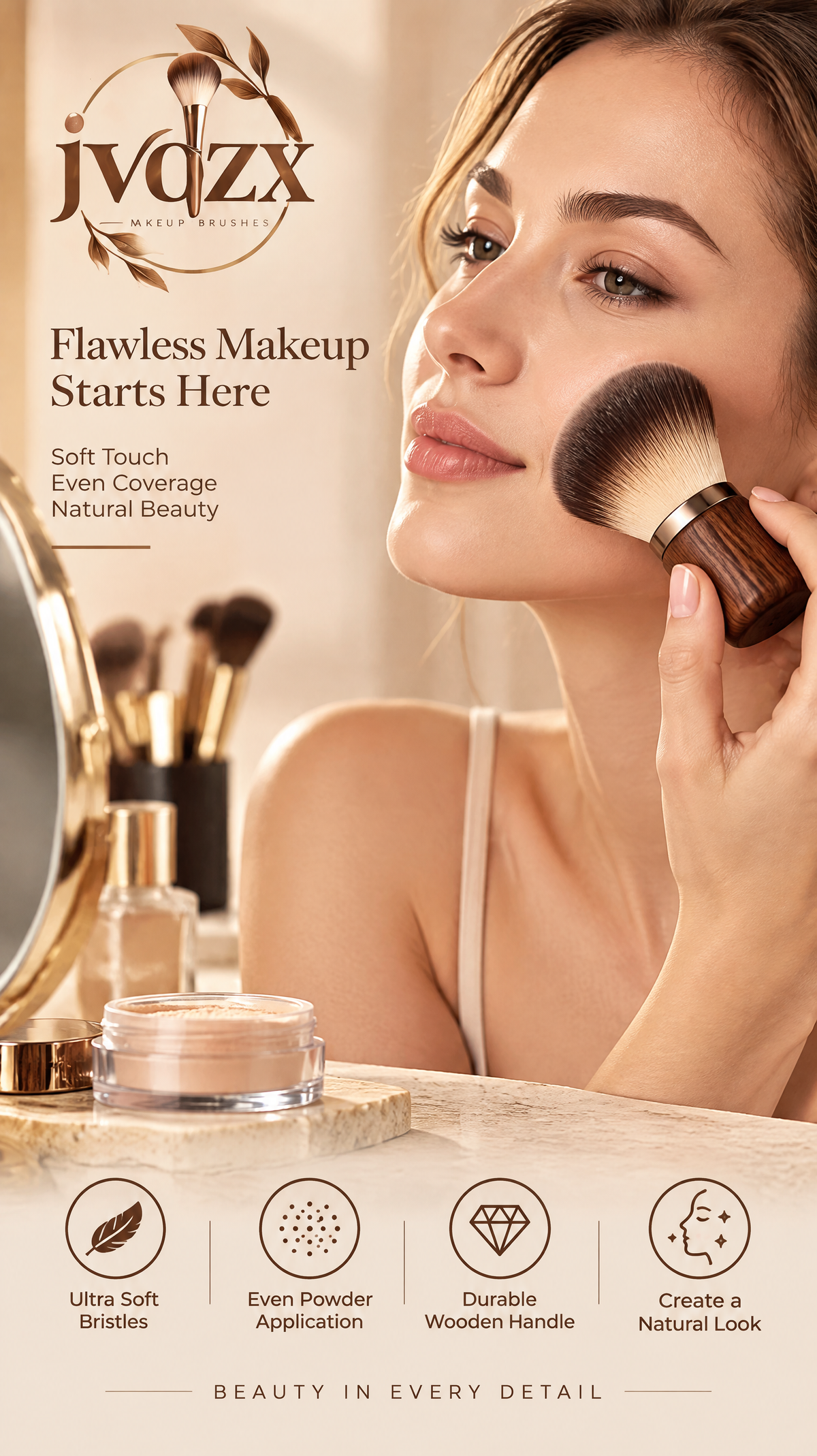 JVQZX Short Handle Kabuki Brush
