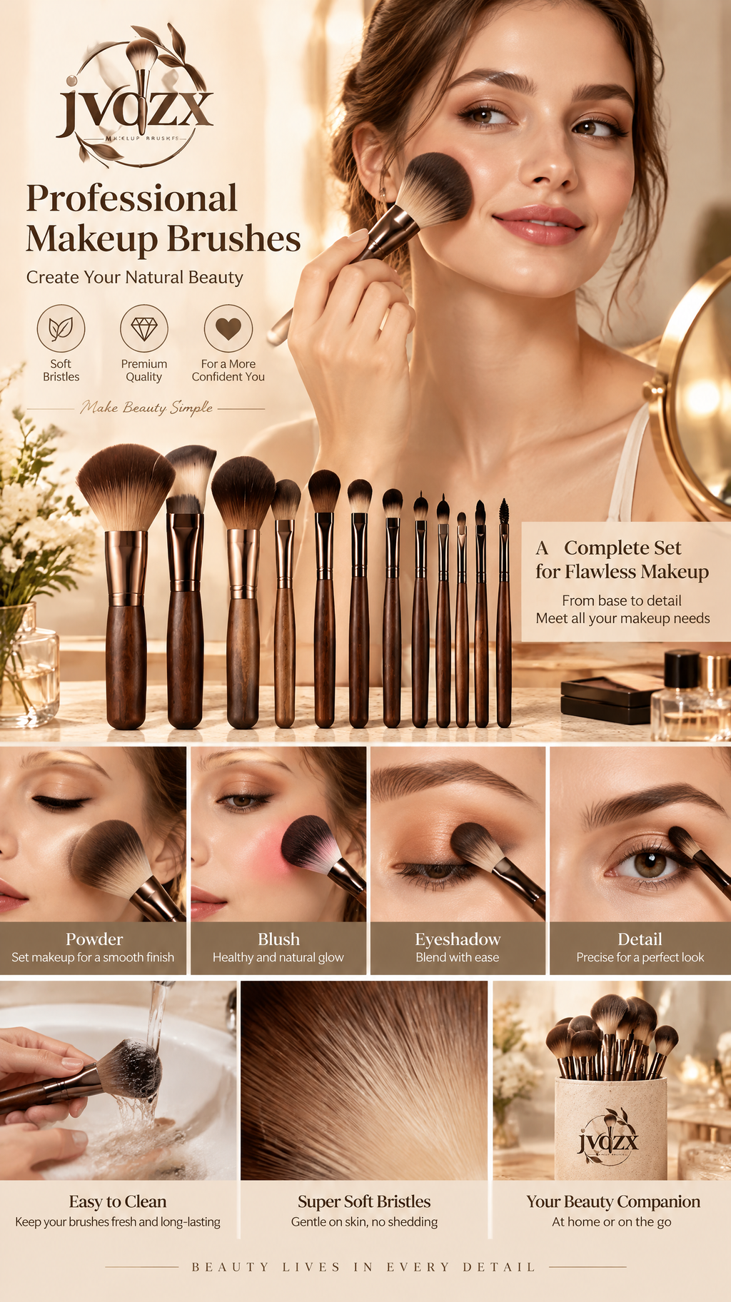 JVQZX Professional Beauty Brush Set 13