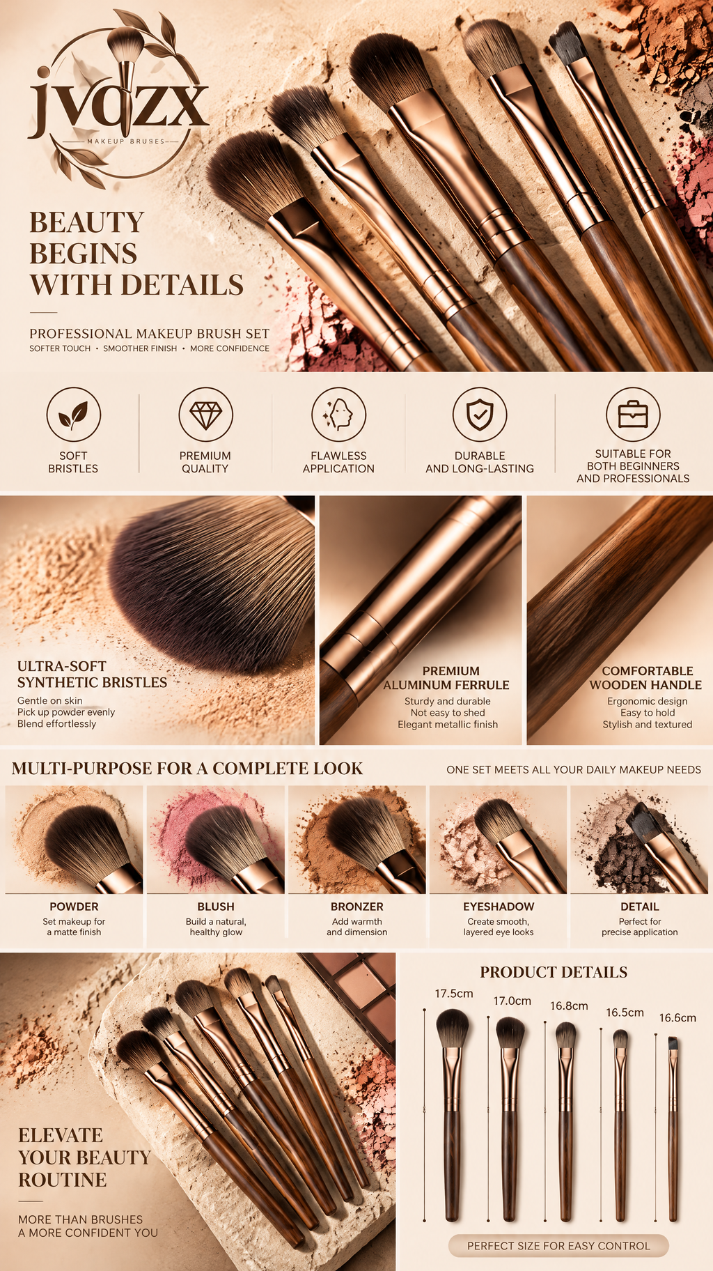 JVQZX Rose Gold Eye Brush Set lifestyle image