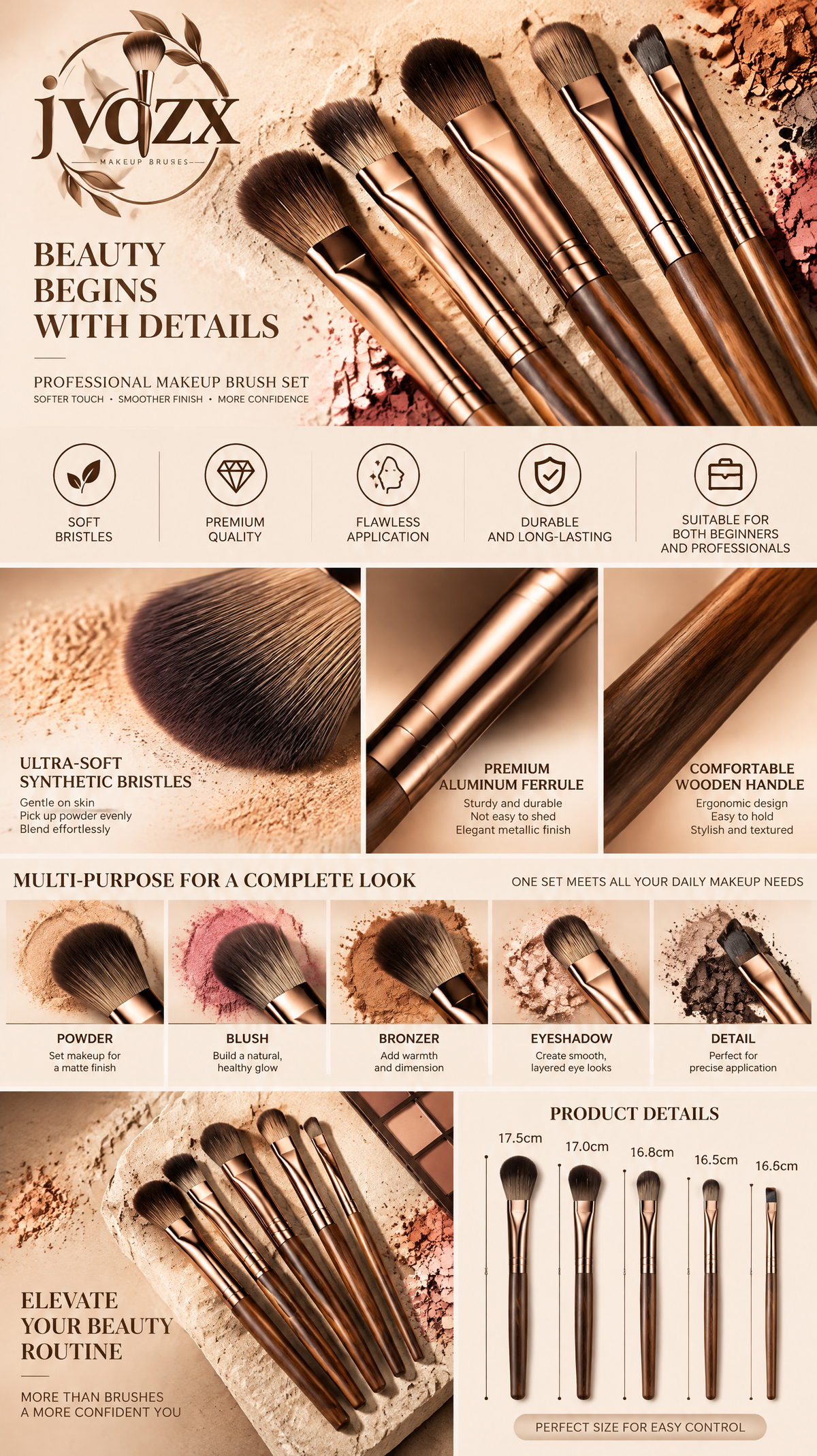 JVQZX Rose Gold Eye Brush Set lifestyle image