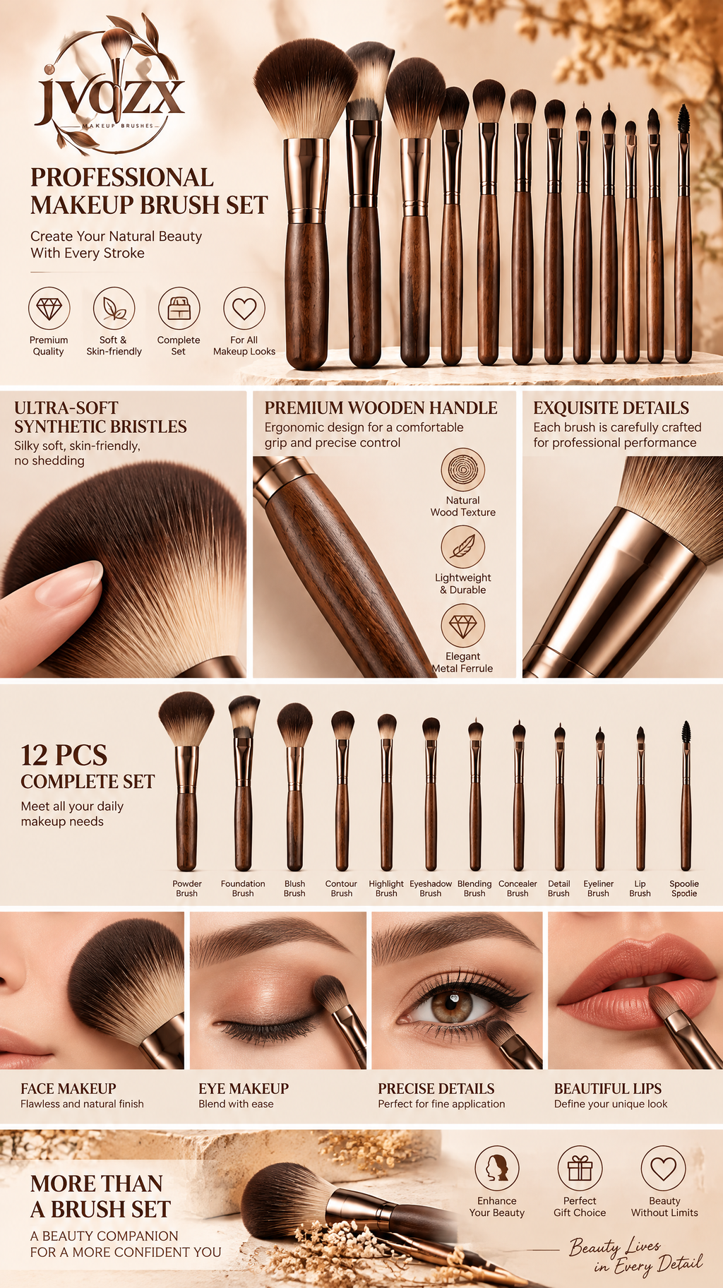 JVQZX Professional Beauty Brush Set 13